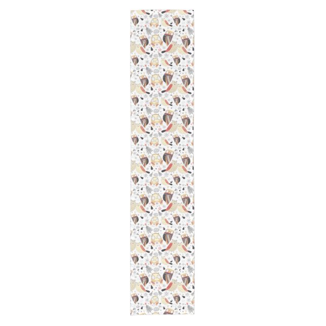 Texture funny owl short table runner (Front)