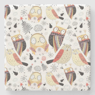 Texture funny owl stone coaster