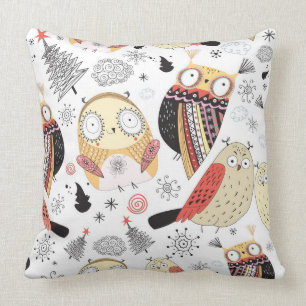 Texture funny owl throw pillow