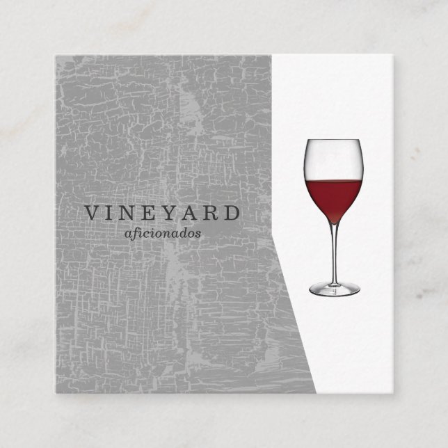 Texture Gray with Wine Glass Square Business Card (Front)
