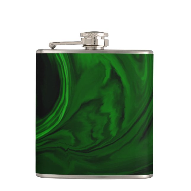 texture green malachite hip flask (Front)