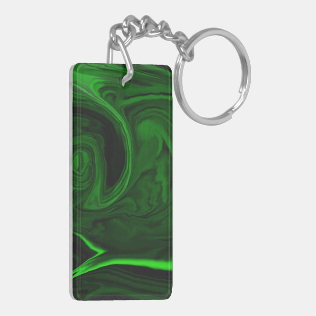 texture green malachite stone keychain (Back Left)
