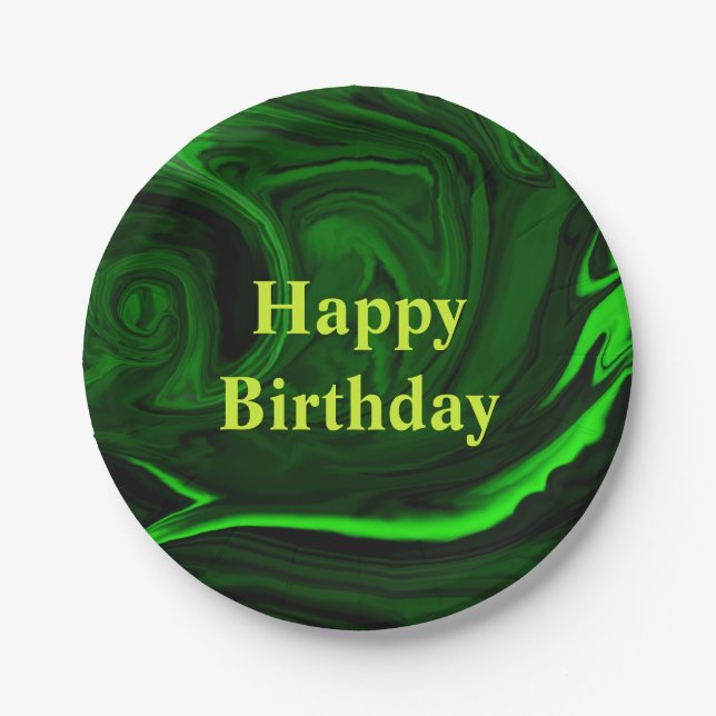 texture green malachite stone ,personalized paper plate (Front)
