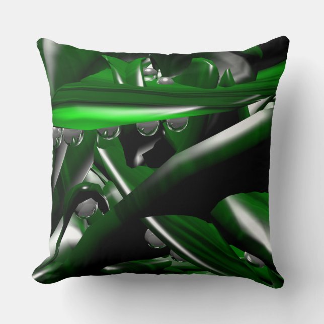 texture green malachite stone with drops of water throw pillow (Front)