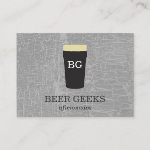 Texture Grey with Beer Glass with monogram Business Card