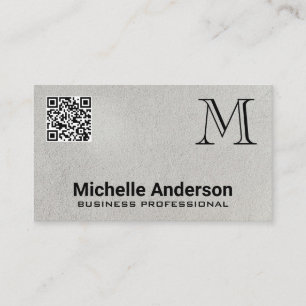 Texture grise   Carte de visite de code QR monogra
