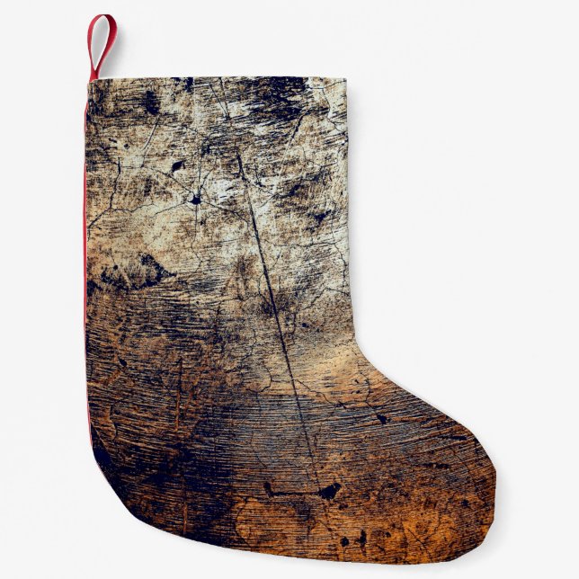 Texture grunge distress fracture small christmas stocking (Front)
