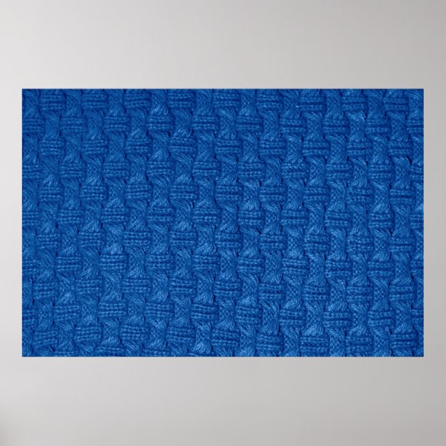 Texture knitting. Blue pullover. Pattern fabric ma Poster (Front)