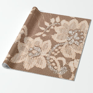 Texture lace fabric. lace on white background stud wrapping paper