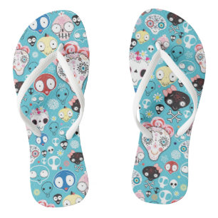 Texture laughing skull flip flops