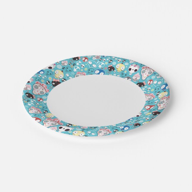 Texture laughing skull paper plate (Angled)