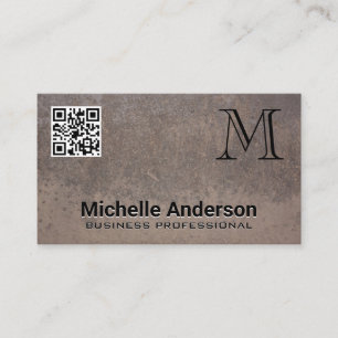 Texture Metal   Monogram QR Code Business Card