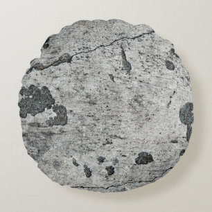 Texture of an old cracked concrete wall. Backgroun Round Pillow