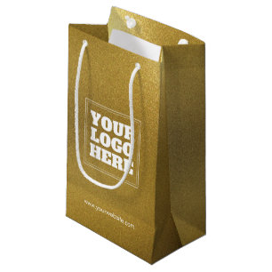 Texture Of Gold Brushed Metallic Plate QR Code Small Gift Bag