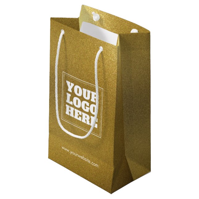 Texture Of Gold Brushed Metallic Plate QR Code Small Gift Bag (Front Angled)