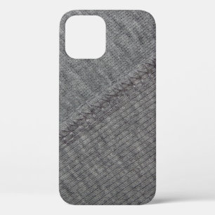 texture of gray fabric with abstract drawings and  iPhone 12 case