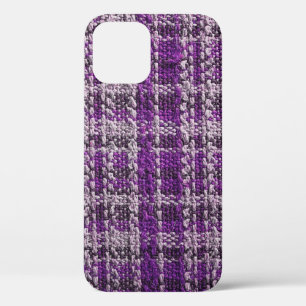 Texture of purple tartan fabric useful as a backgr iPhone 12 case