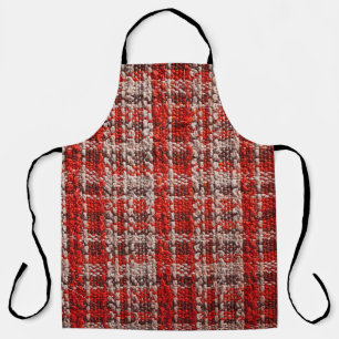 Texture of red tartan fabric useful as a backgroun apron