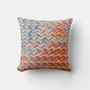 Texture of rusty metal mesh. Closeup Rusty metal p Throw Pillow