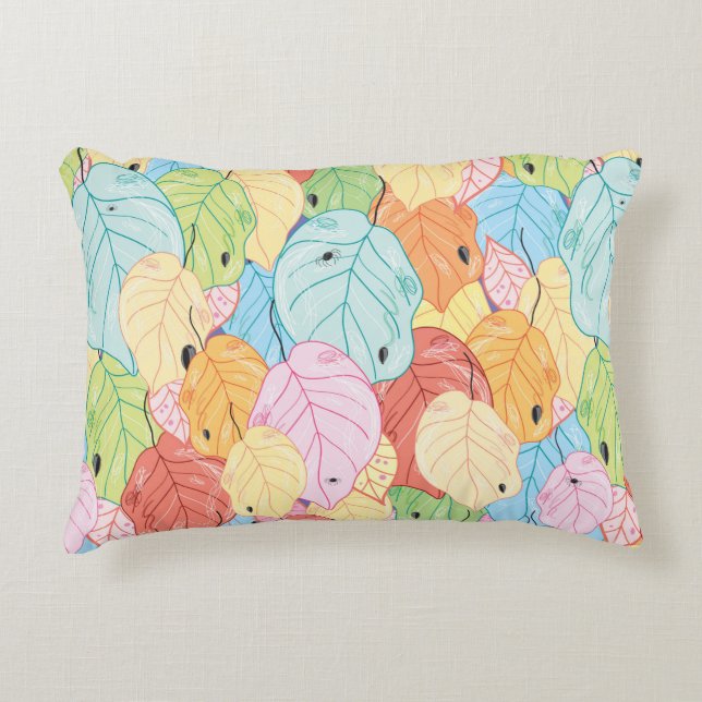 texture of the bright coloured leaves accent pillow (Front)