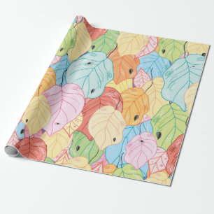 texture of the bright coloured leaves wrapping paper