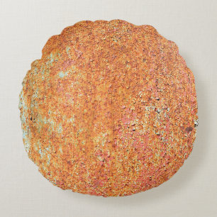 Texture of the old painted metalabstract, age, anc round pillow