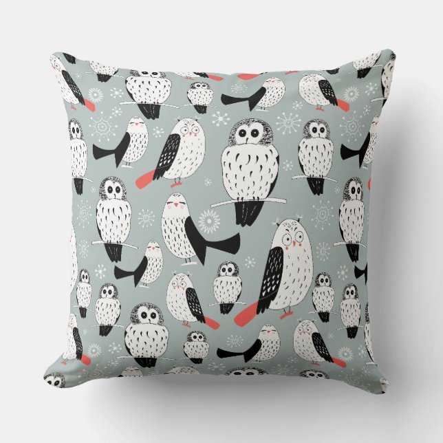 Texture Of White Owls Throw Pillow (Front)