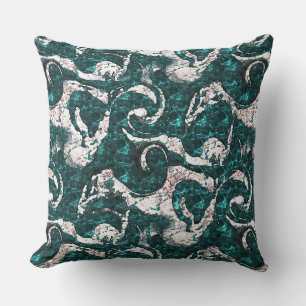 Texture of white spots mixed in aquamarine to cyan throw pillow