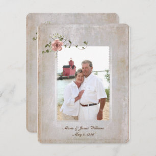 texture photo frame and rose bouquet invitation