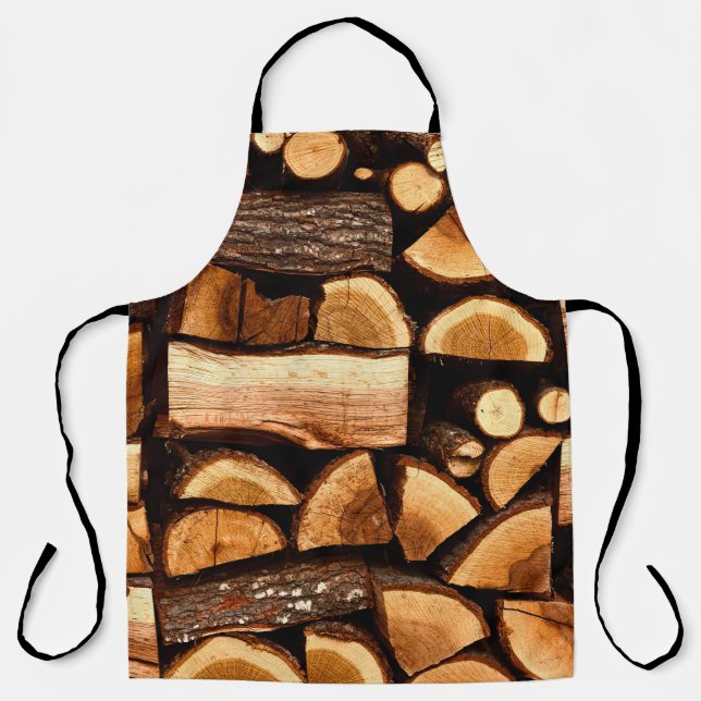 Texture. Pile of chopped fire wood stored, winterw Apron (Front)