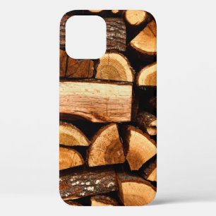 Texture. Pile of chopped fire wood stored, winterw iPhone 12 Case