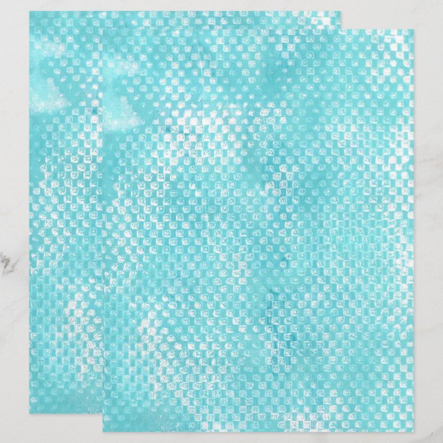 Texture Rectangles Teal Turquoise Scrapbook Paper (Front/Back)