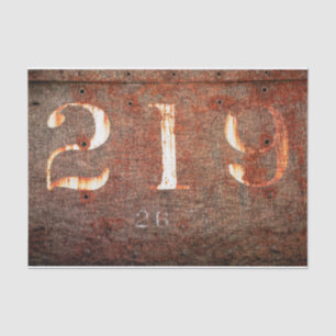 Texture Rustic Vintage Brown White Train Numbers Tissue Paper