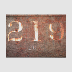Texture Rustic Vintage Brown White Train Numbers Tissue Paper