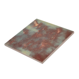 Texture Rustic Vintage Teal Brown Country Abstract Tile