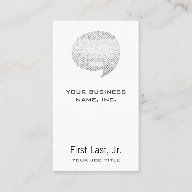 Texture Style Comic Speech Bubble Business Card (Front)