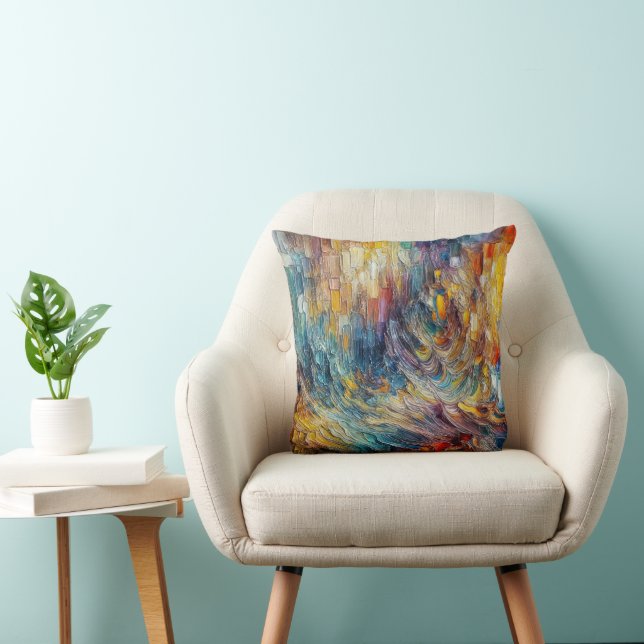 Texture Thick Paint Abstract Throw Pillow (Chair)