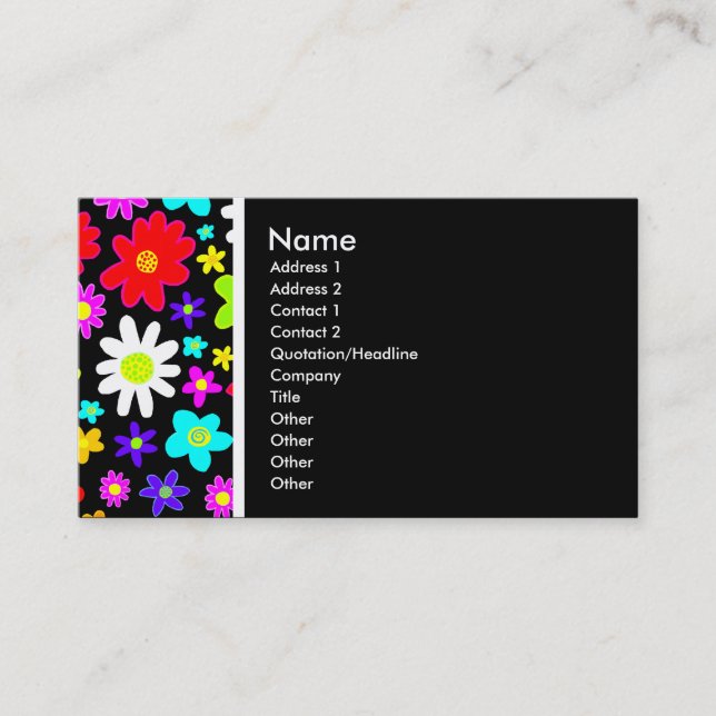 Texture Tone (Cartoon Flowers) Business Card (Front)
