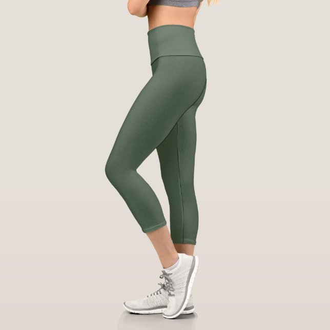 Texture verte chic Capri Activewear Leggings (Gauche)