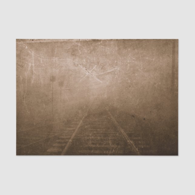 Texture Vintage Grunge Rustic Train Tracks Tissue Paper (Front)