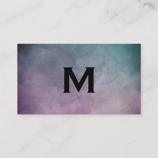 Texture Watercolor Monogram Business Card (Front)
