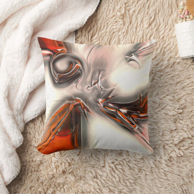 Texture with intense orange and pearly or metallic throw pillow (Blanket)
