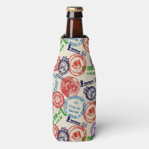 Texture with real stamps. bottle cooler