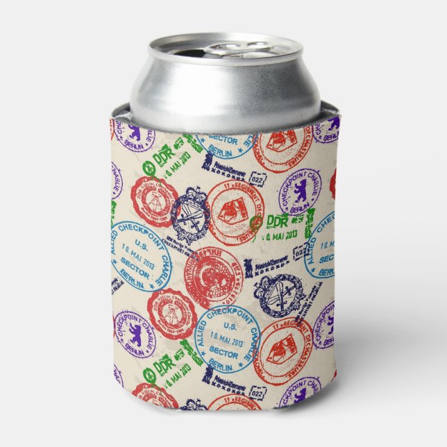 Texture with real stamps. can cooler (Can Front)