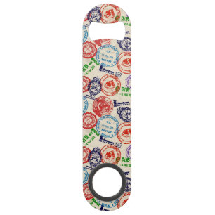 Texture with real stamps. speed bottle opener