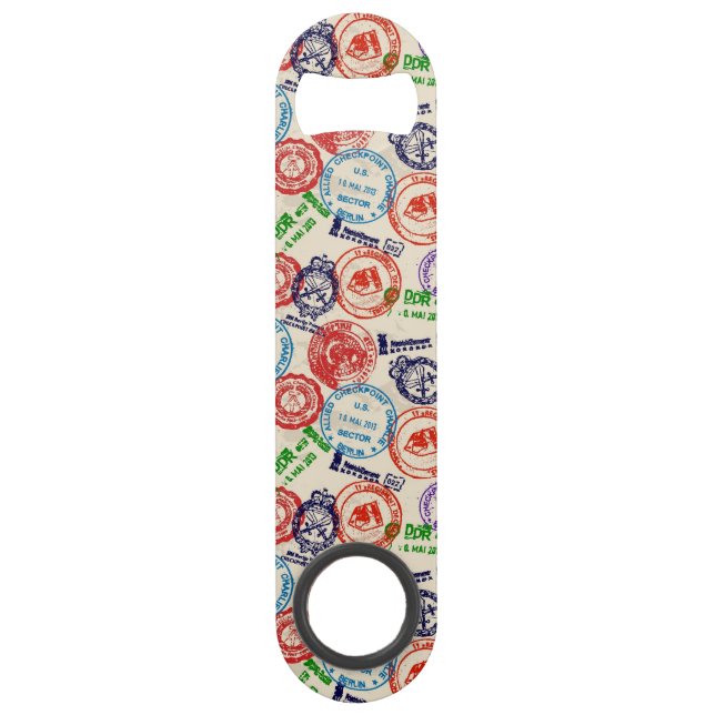 Texture with real stamps. speed bottle opener (Front)