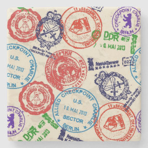 Texture with real stamps. stone coaster