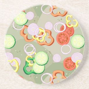 Texture With Slices Of Vegetables Coaster