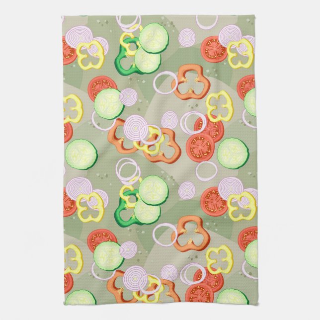 Texture With Slices Of Vegetables Kitchen Towel (Vertical)