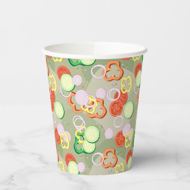 Texture With Slices Of Vegetables Paper Cups (Left)